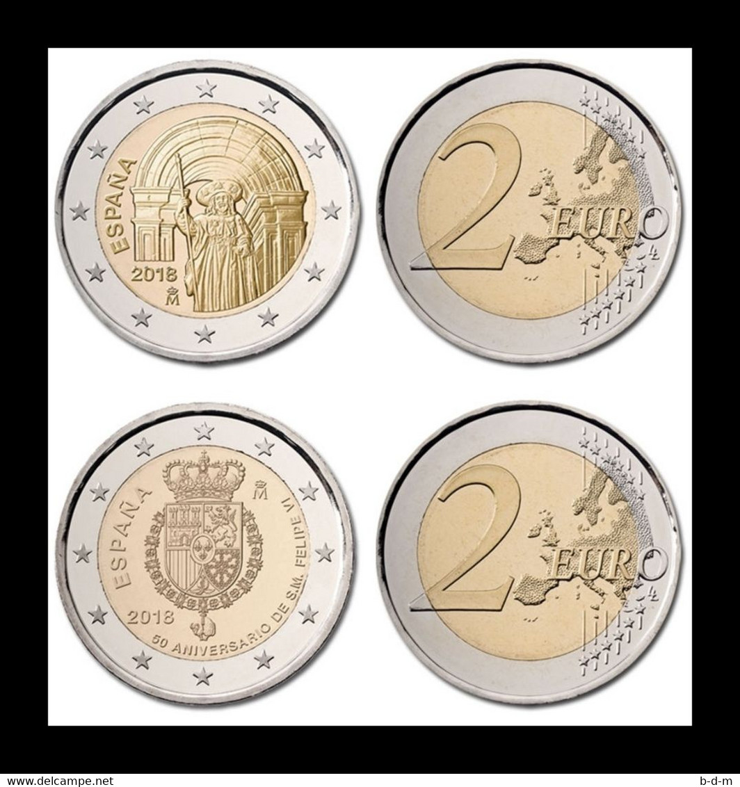 España Spain Set 2 Monedas 2 Euros 2018 Commemorative Santiago + Monarquia SC UNC - España