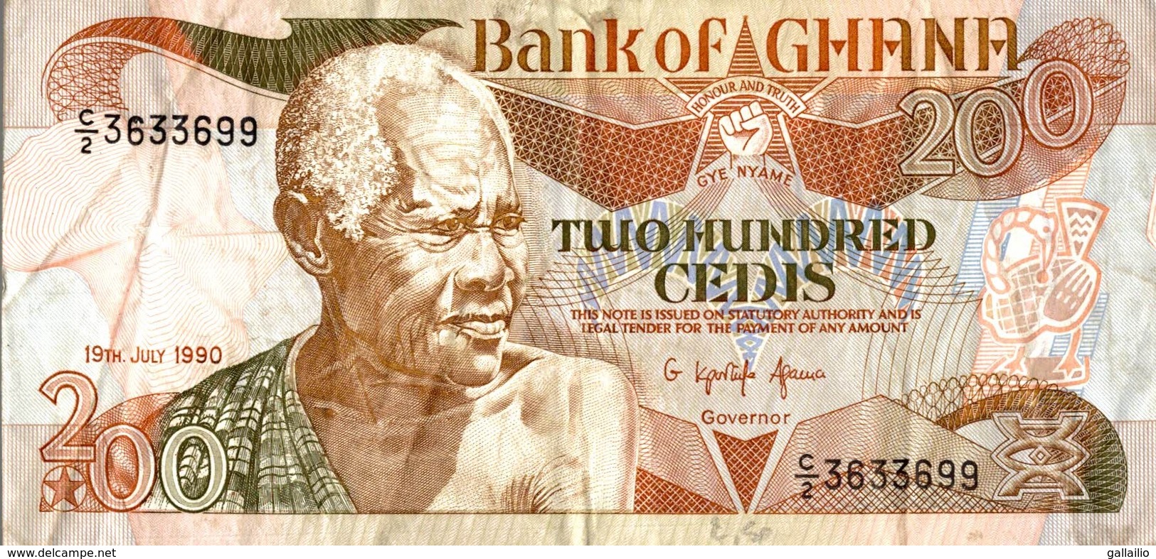BILLET GHANA 200 CEDIS  DE 1990 - Ghana