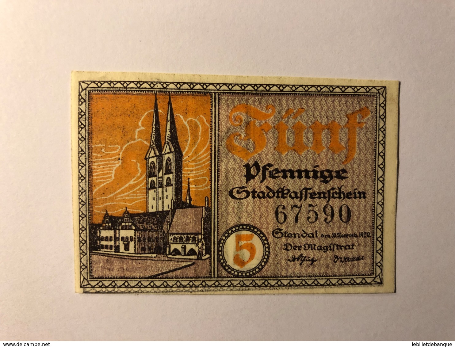 Allemagne Notgeld Stendal 5 Pfennig - Collections