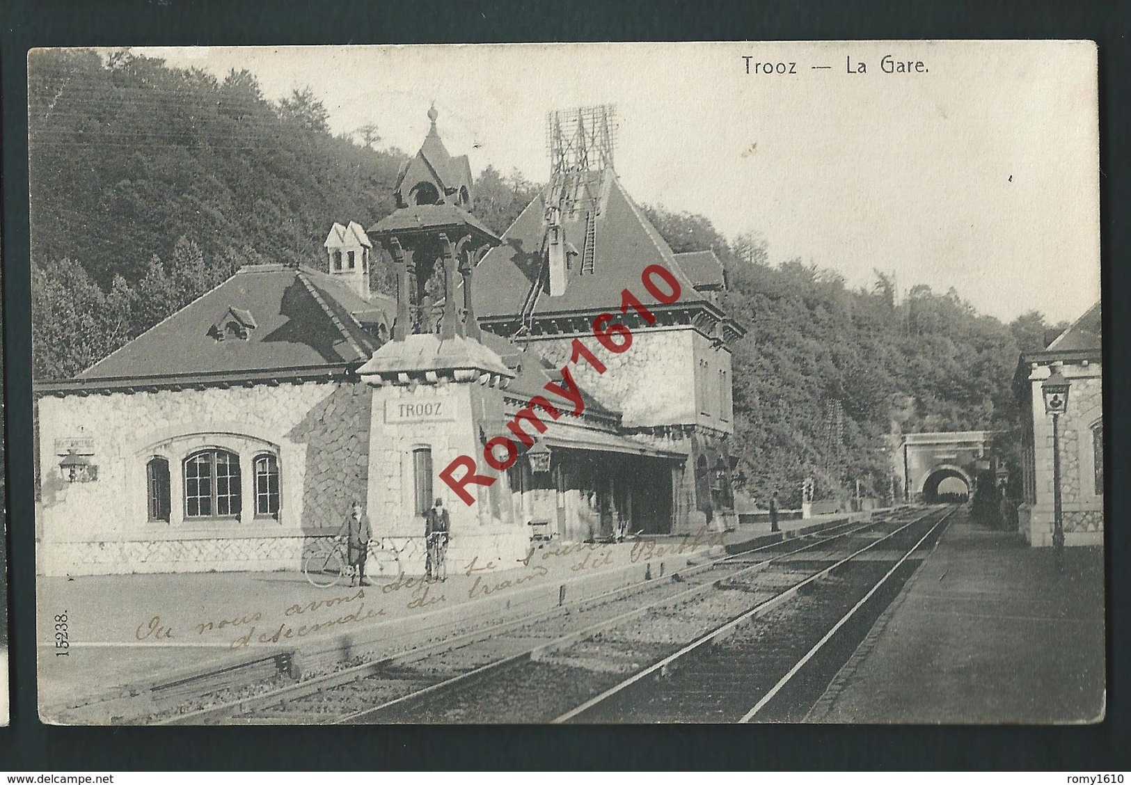 TROOZ. (Liège) Gare, Station, Chemin De Fer. Petite Animation. Voyagée En 1909. 2 Scans. - Trooz