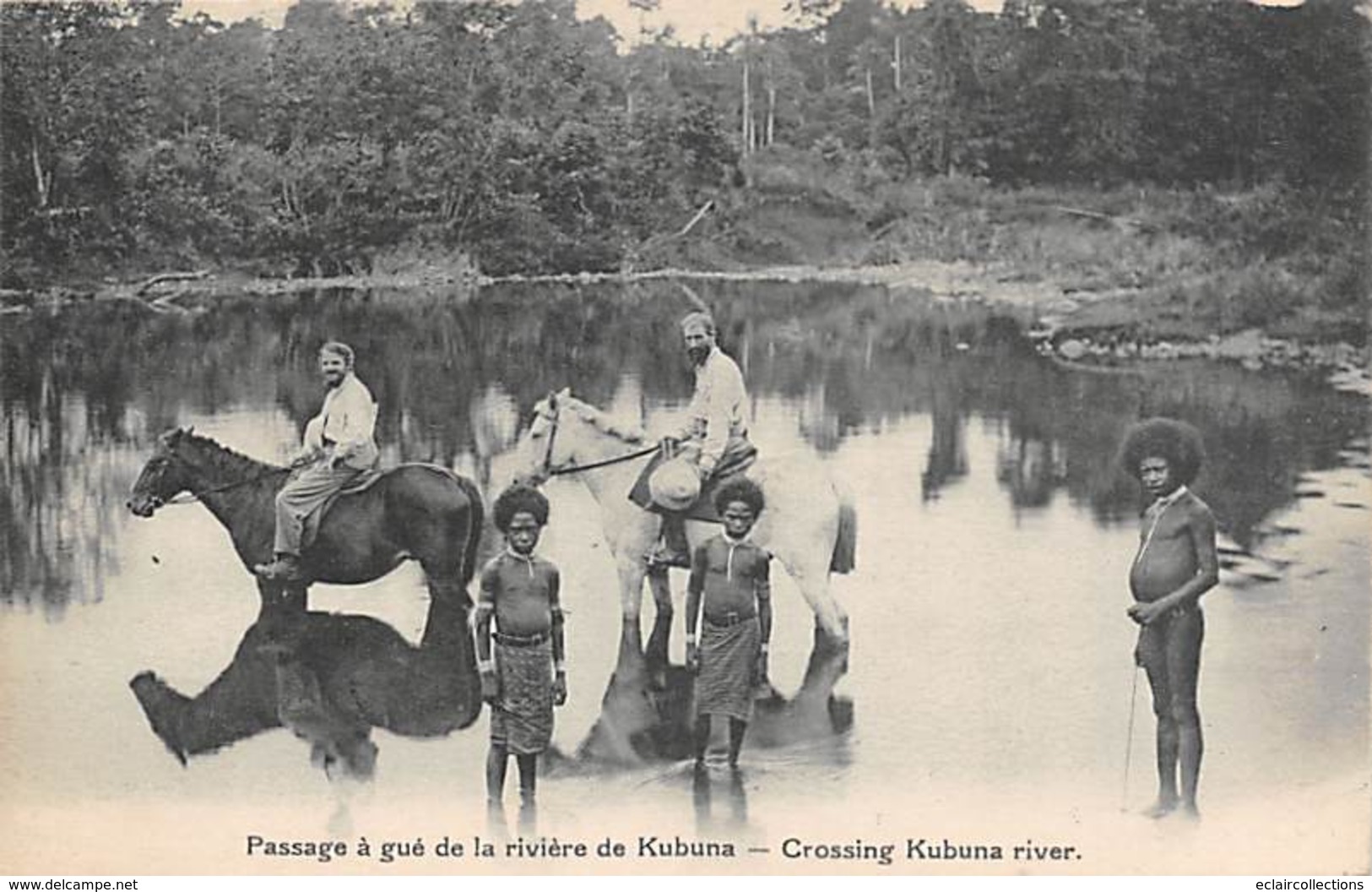Océanie   Nouvelle Guinée  Papouasie  Passage A Gué De La Rivière Kubuna   (voir Scan) - Papua-Neuguinea