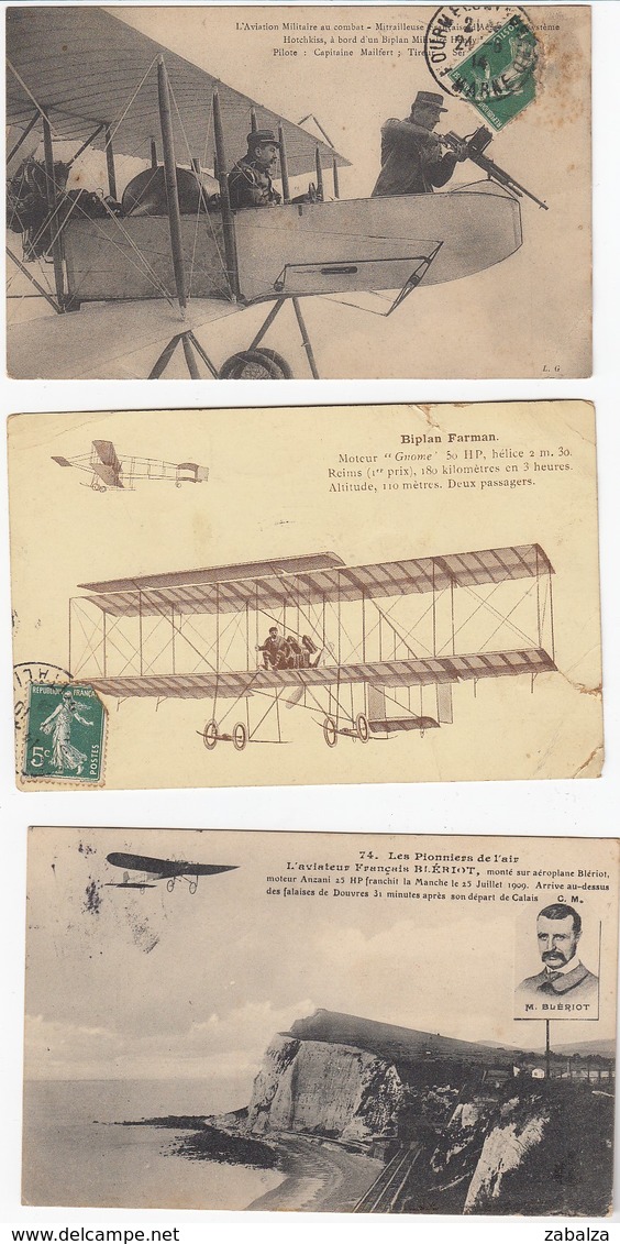 5 CPA Bleriot Biplan Farman (petite Déchirure Bas Droite  Capitaine Mailfert  Paulhan Latham - ....-1914: Précurseurs