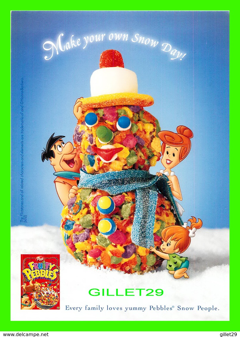 PUBLICITÉ - ADVERTISING - POST FRUITY PEBBLES - MAKE YOUR OWN SNOW DAY ! - HANNA BARBERA - - Werbepostkarten