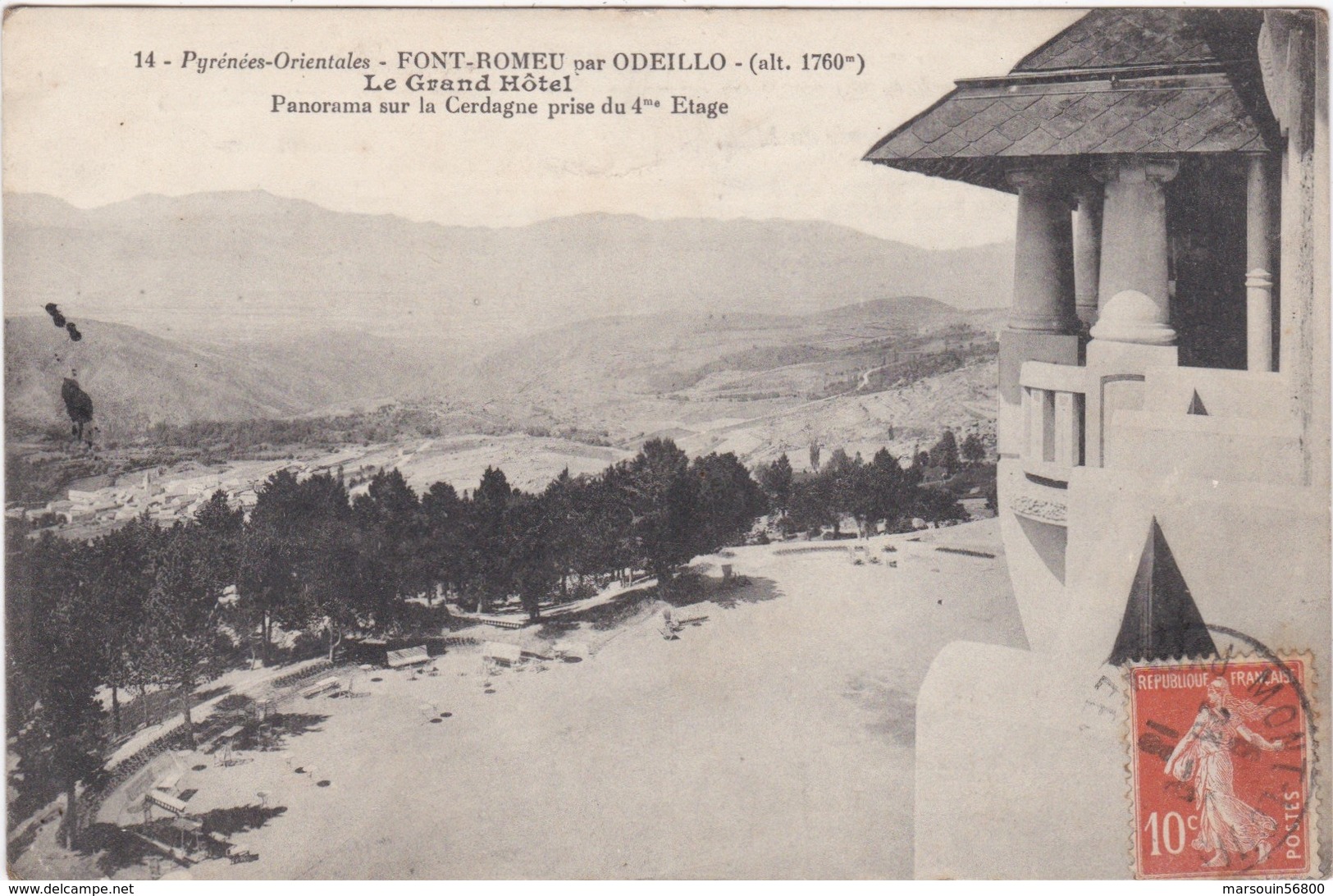 CPA Dept 66 FONT ROMEU Par Odeillo Le Grand Hotel Panorama Sur La Cerdagne Prise Du 4 Eme Etage - Autres & Non Classés