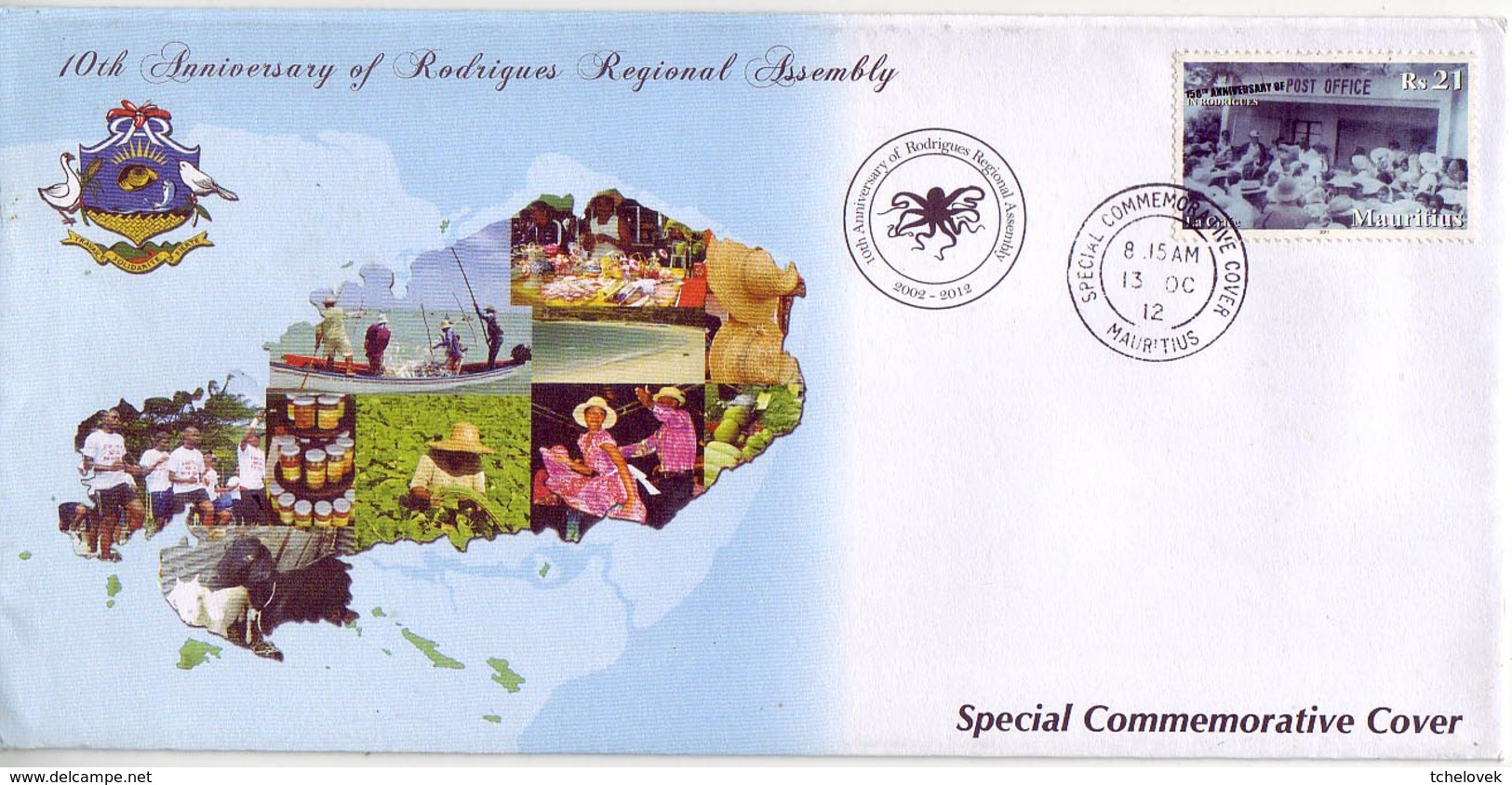 (Timbres). FDC. 10 Anniv Assemblee Regionale. 10 Th Anniversary Of Rodrigues Regional Assembly 13.10.2012 - Maurice (1968-...)