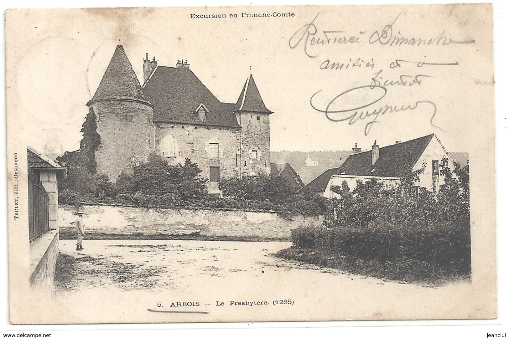 EXCURSION EN FRANCHE-COMTE -5. ARBOIS  - LE PRESBYTERE ( 1205 ) DOS NON DIV AFFR AU VERSO LE 4 AOUT 1904 . 2 SCANES - Arbois