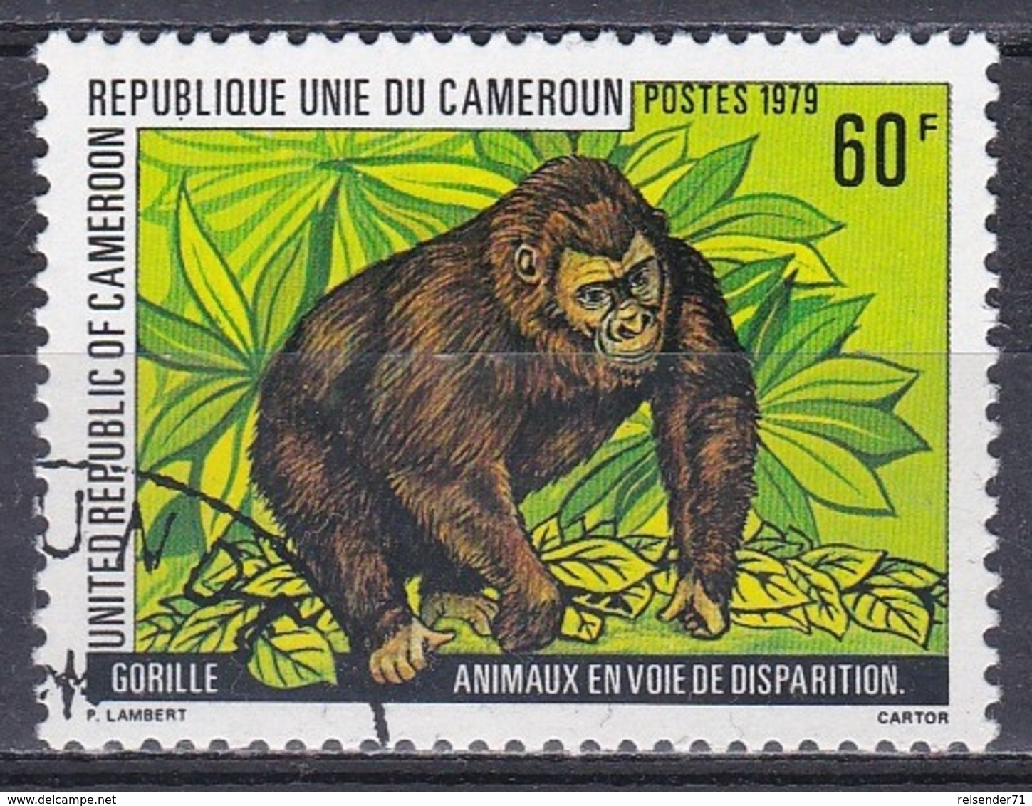 Kamerun Cameroon Cameroun 1979 Tiere Fauna Animals Primaten Affen Monkeys Gorilla, Mi. 906 Gest. - Kamerun (1960-...)