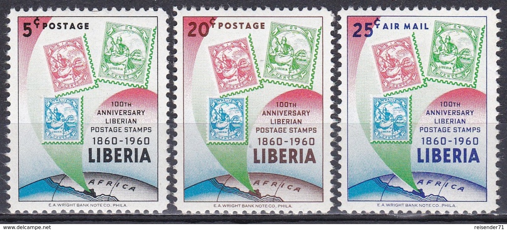 Liberia 1960 Postwesen Postgeschichte Geschichte History Briefmarken Stamps Philatelie Philately, Mi. 557-9 - Liberia