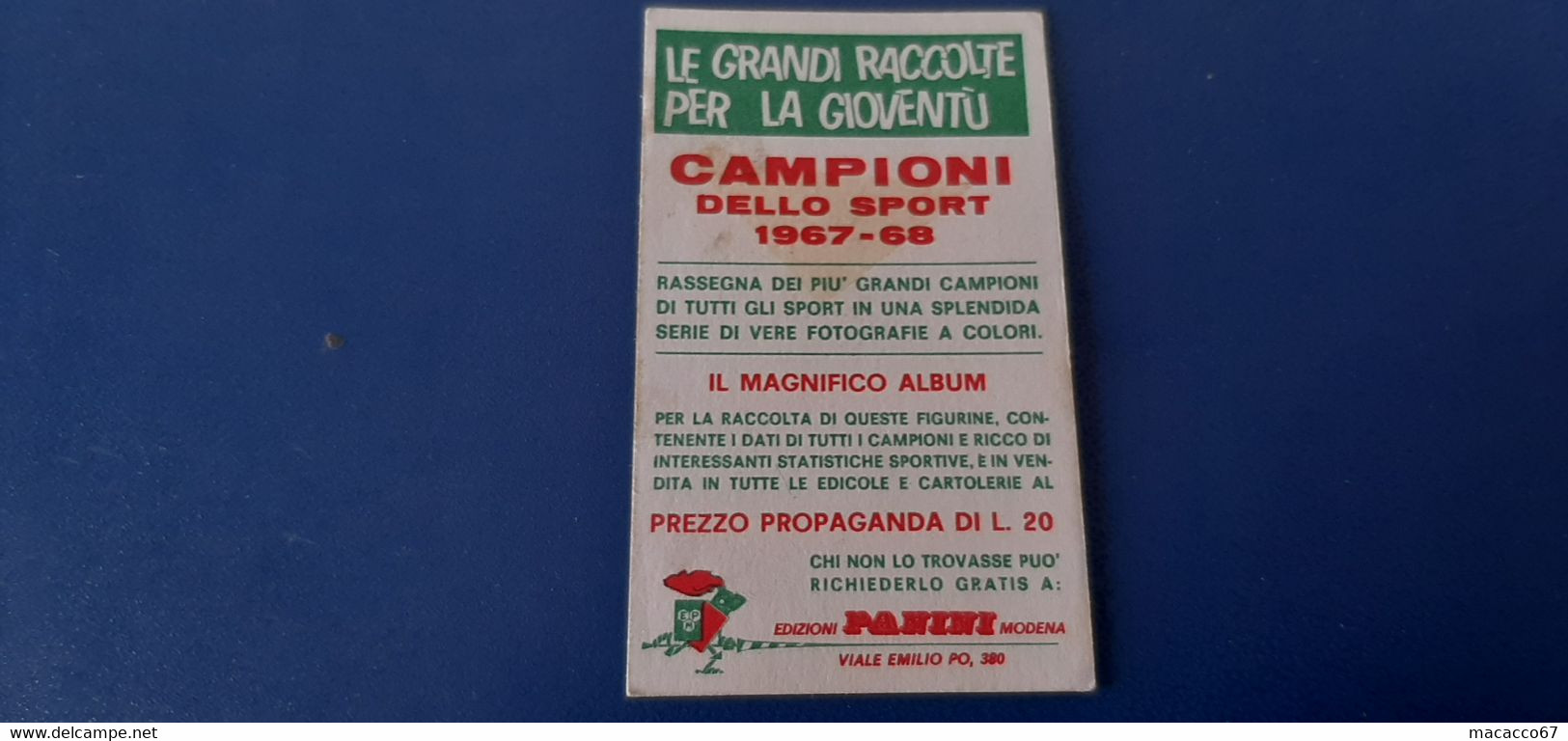 Figurina Panini Campioni Dello Sport 1967 - 303 Giacomo Agostini - Edizione Italiana