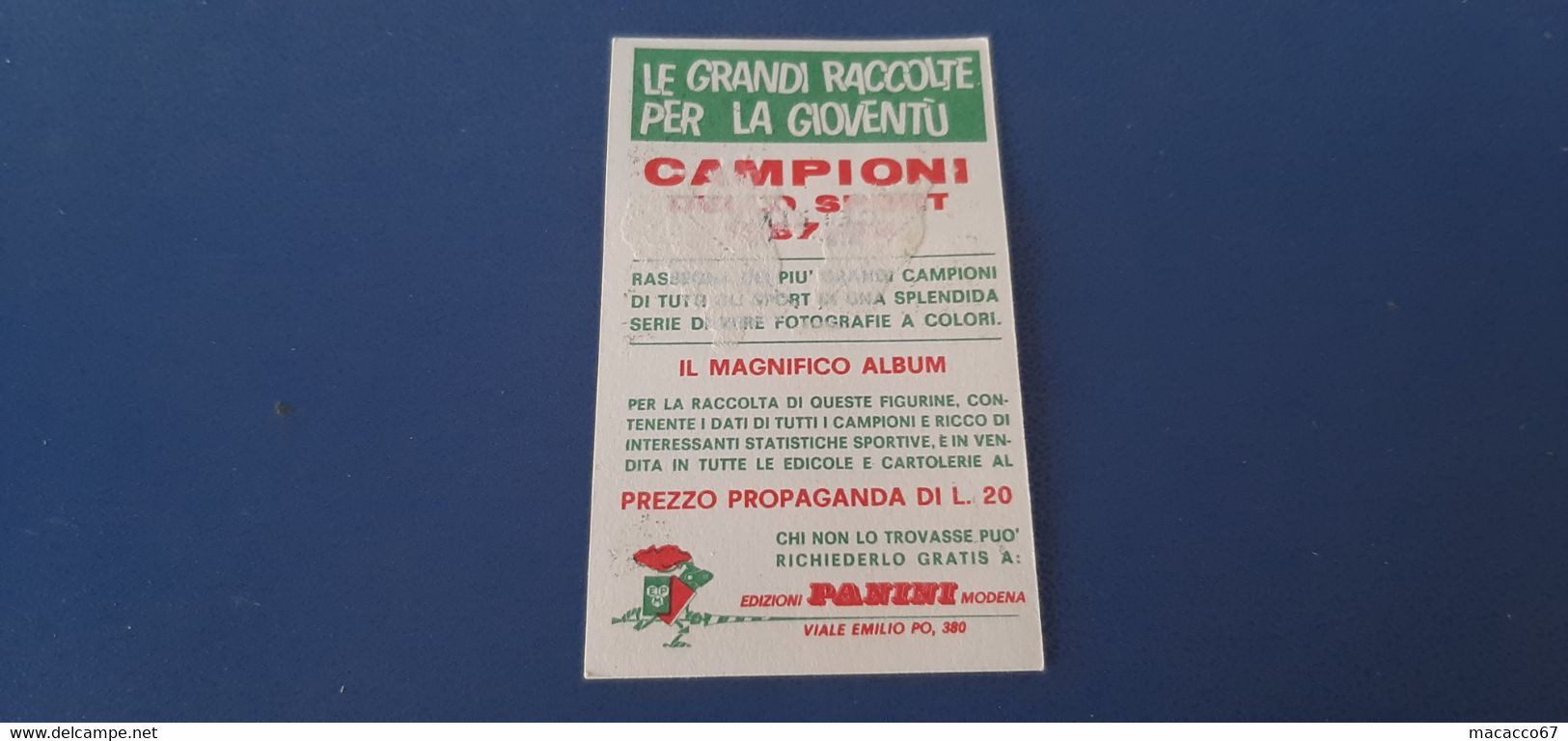 Figurina Panini Campioni Dello Sport 1967 - 366 Gianfranco Bertini - Edizione Italiana