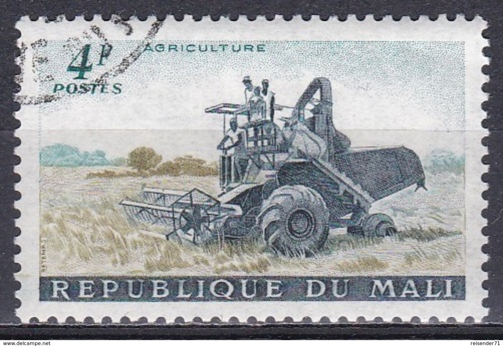 Mali 1961 Wirtschaft Economy Landwirtschaft Agriculture Mähdrescher Harvester Traktoren Tractor, Mi. 34 Gest. - Mali (1959-...)