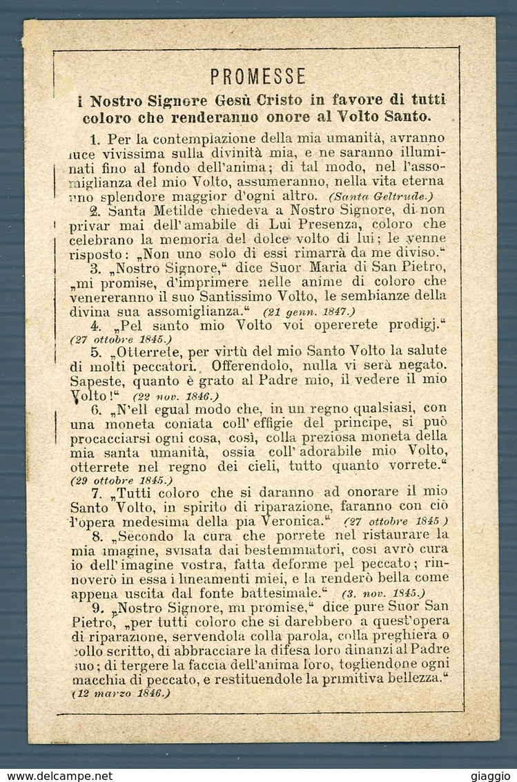 °°° Santino N.  - S. Sacro Volto Di Gesù 1846 °°° - Religione & Esoterismo