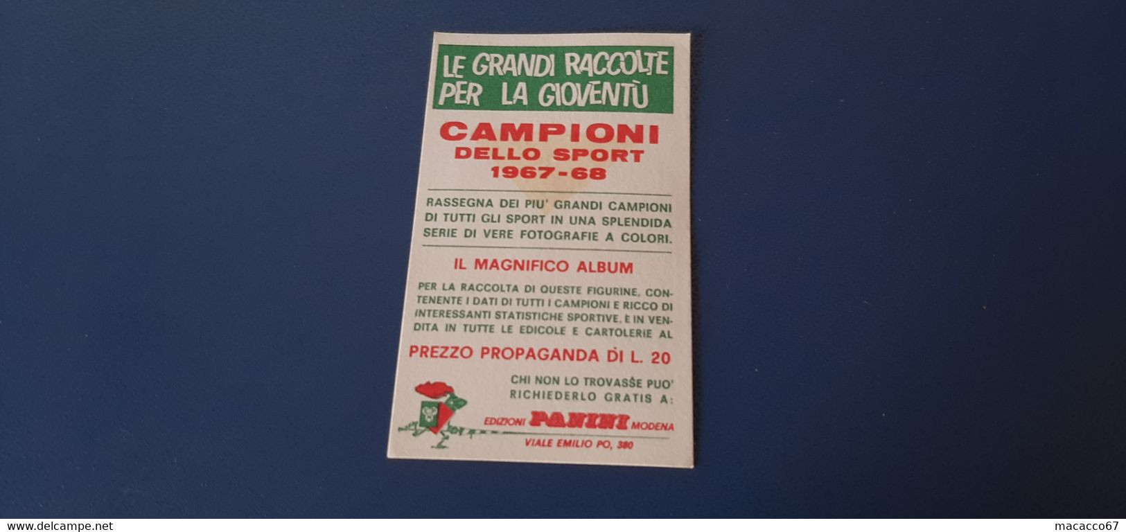 Figurina Panini Campioni Dello Sport 1967 - 468 Renè Libeer - Edizione Italiana