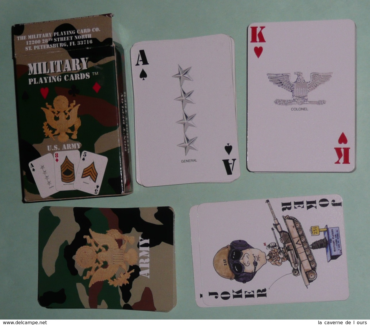 Rare Jeu De 54 Cartes En Boite, Militaria Military Playing Cards, As De Pique Ace Of Spade, Joker, U.S. ARMY US - 54 Cartes