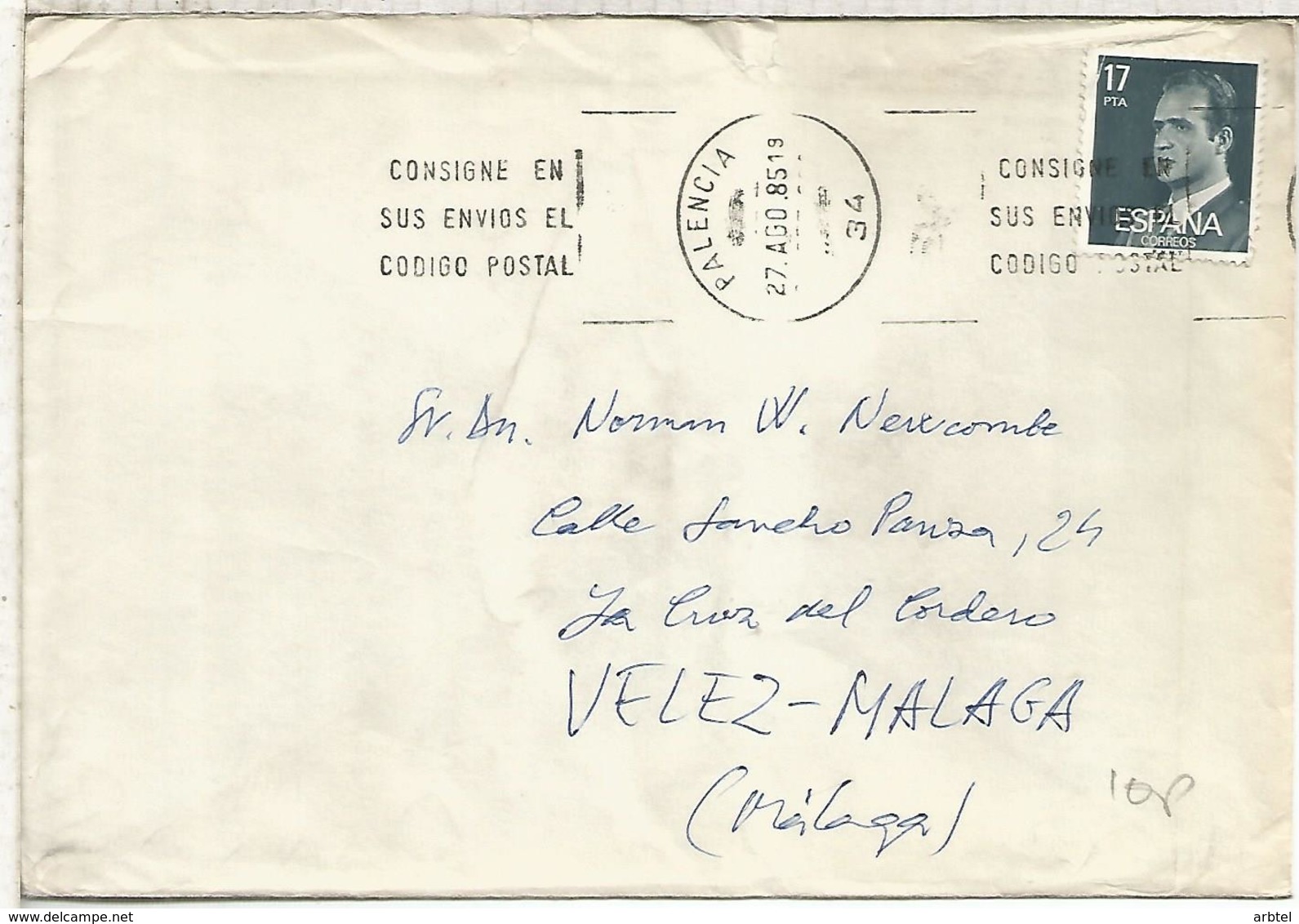 PALENCIA A VELEZ MALAGA SELLOS BASICA - Cartas & Documentos