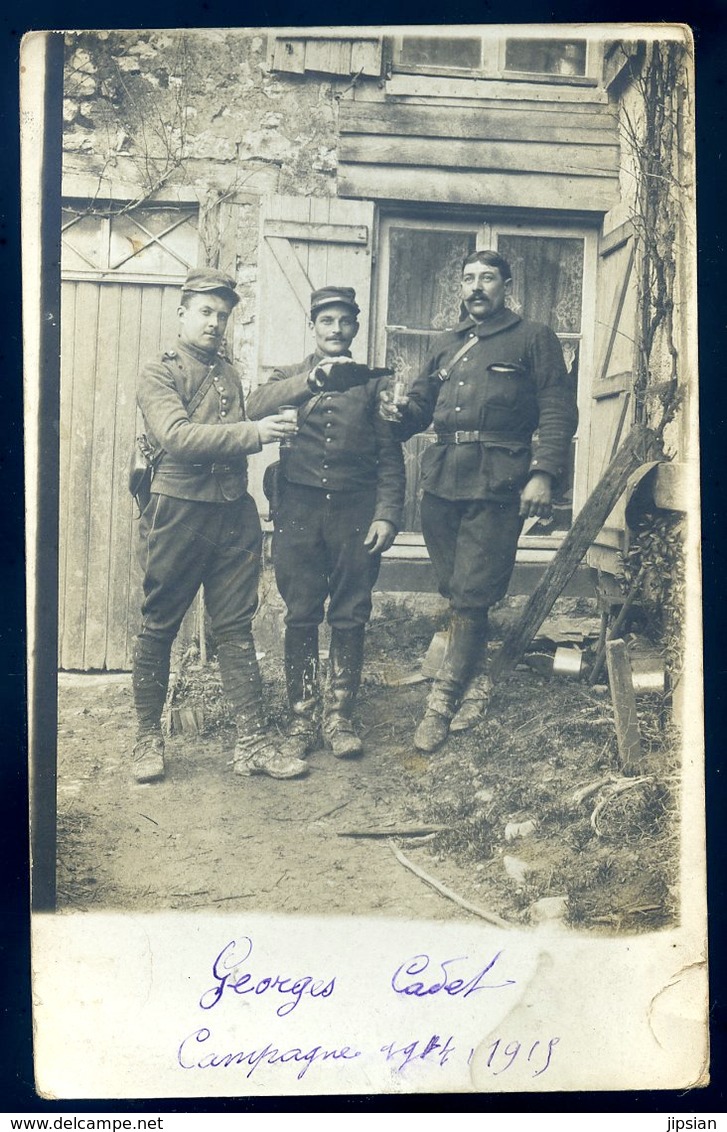 Cpa Carte Photo Du 10 Rhèges 3 Militaires Campagne 1914-1915 YN55 - Autres & Non Classés