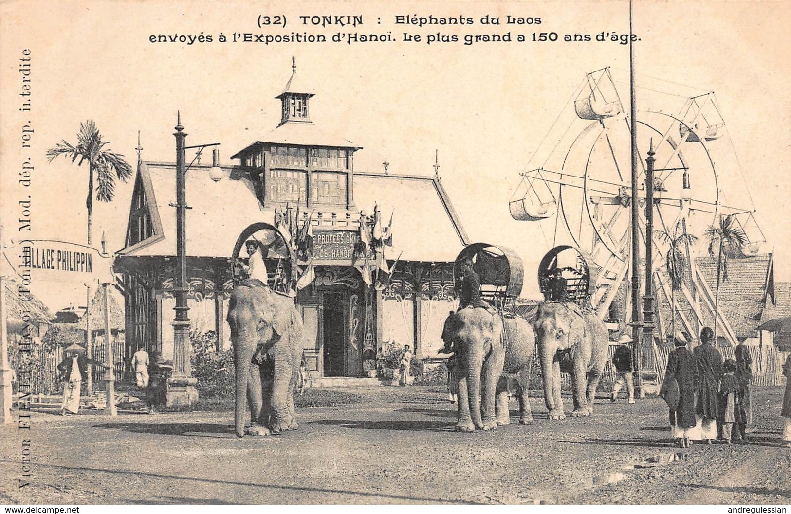 CPA TONKIN - Elephants Du Laos Envoyés à L'Exposition D'Hanoï. Le Plus Grand A 150 Ans D'âge - Vietnam