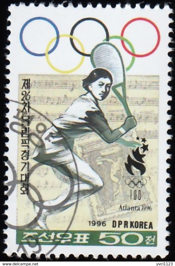 KOREA NORTH - Scott #3565 Atlanta '96 Olympic Games, Tennis / Used Stamp - Zomer 1996: Atlanta