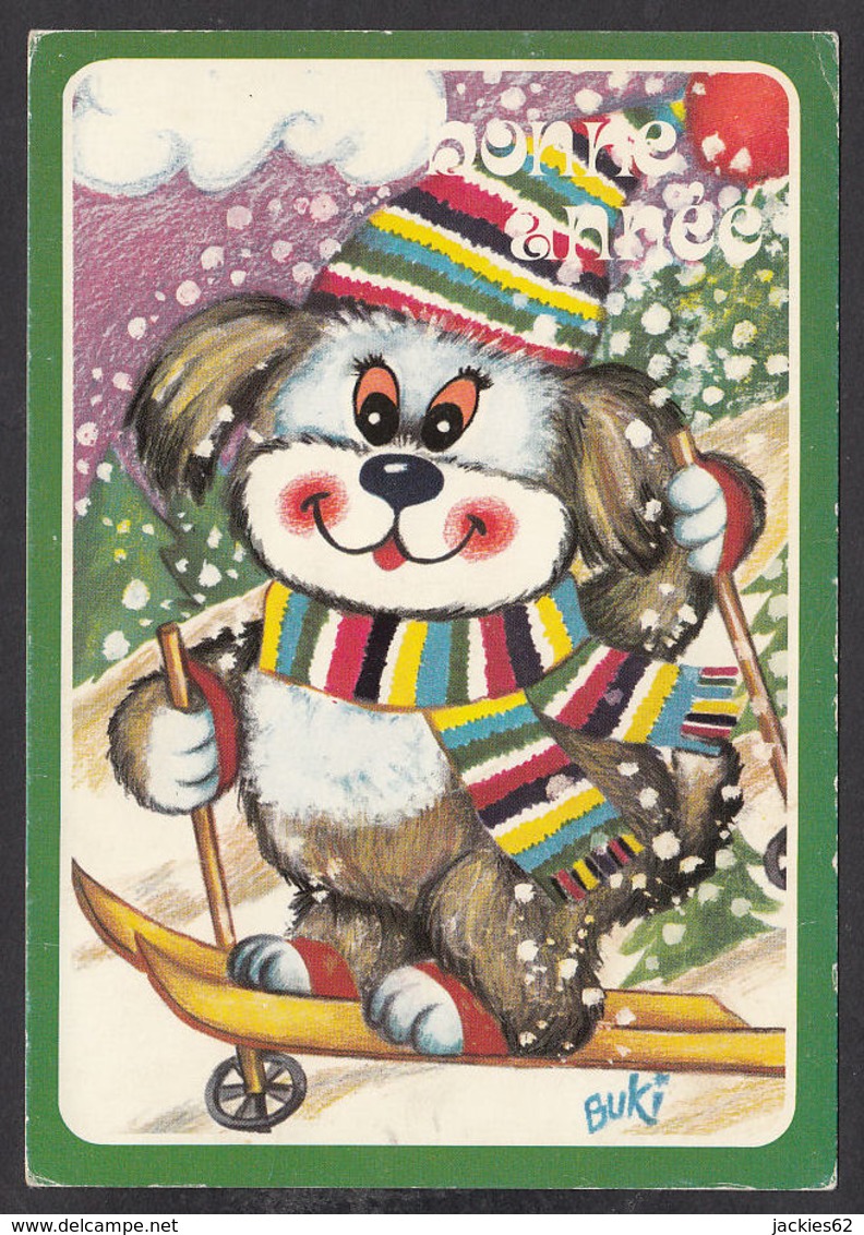 97114/ NOUVEL AN, Chien Faisant Du Ski, Illustrateur BUKI - New Year