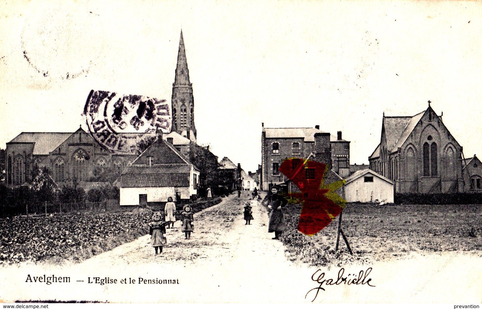 AVELGHEM - Eglise Et Le Pensionnat - Carte Circulée En 1903 - Avelgem