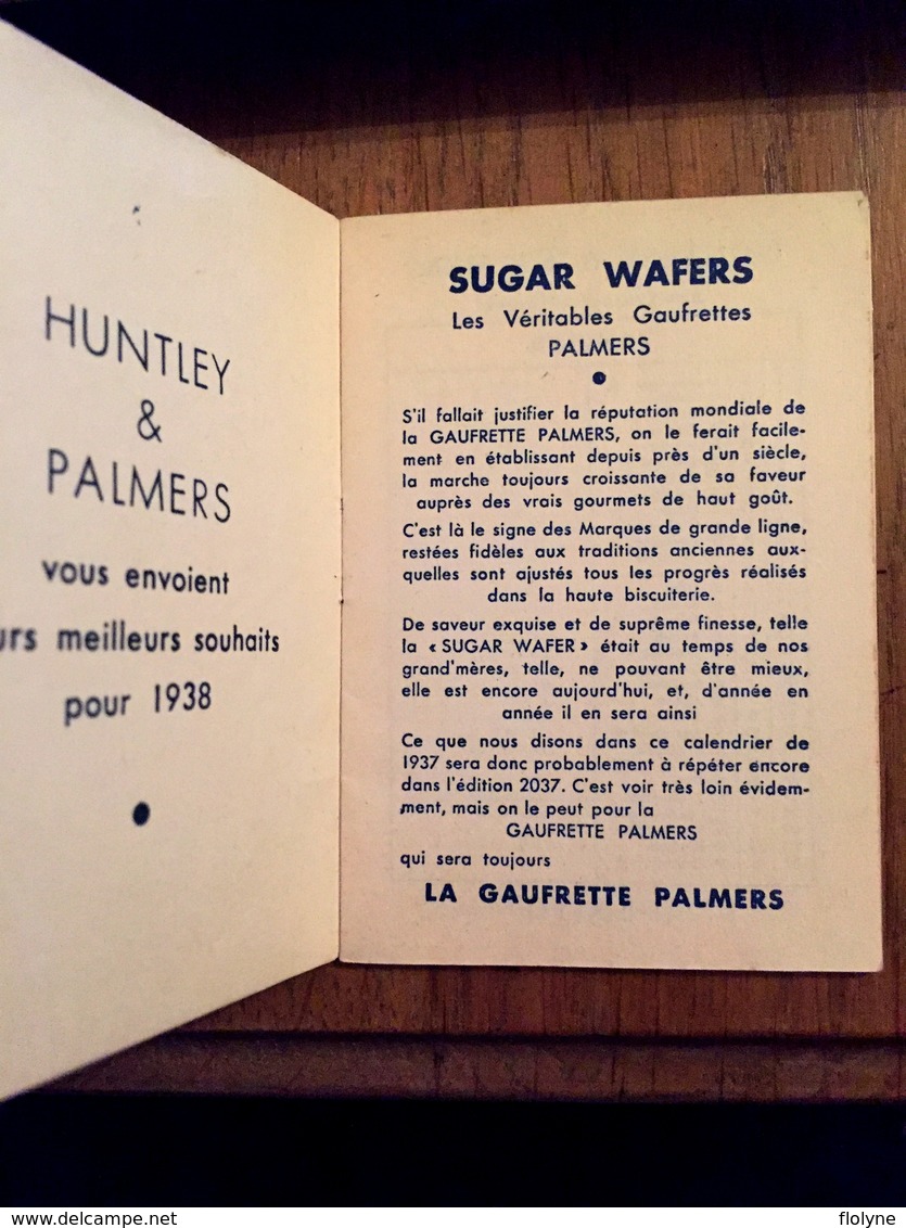 Ancien Petit Calendrier 1938 " Biscuits HUNTLEY & PALMERS " - Illustré - Calendar - Petit Format : 1921-40
