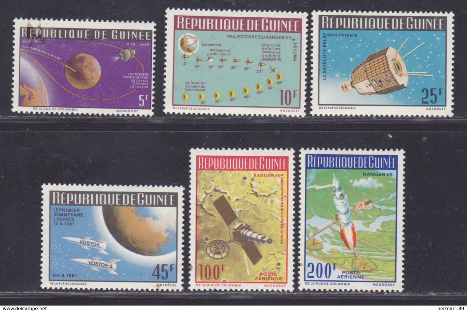 GUINEE N°  251 à 254, AERIENS N° 59 & 60 ** MNH Neufs Sans Charnière, Tâches (D8437) Cosmos, Vols Vers La Lune -1965 - Guinée (1958-...)