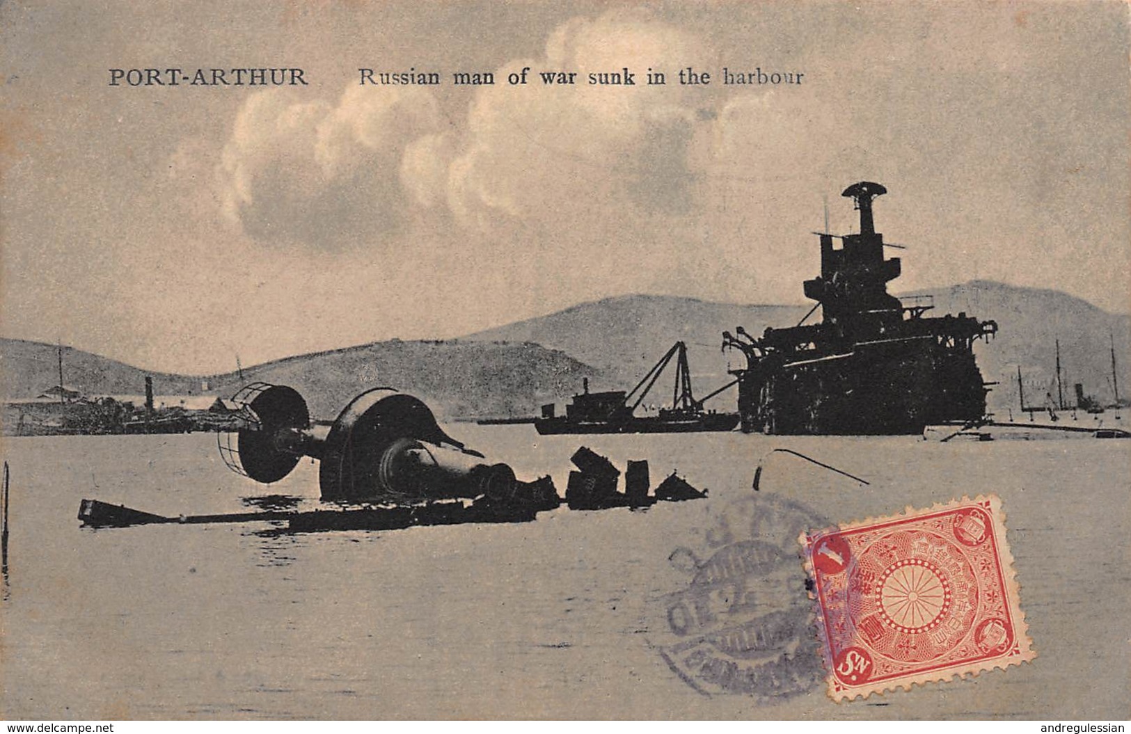 CPA PORT-ARTHUR Russian Man Of War Sunk In The Harbour - Cina