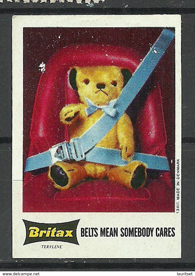 SWEDEN Britax Advertising Poster Stamp Teddy Bear Safety Belts - Cinderellas