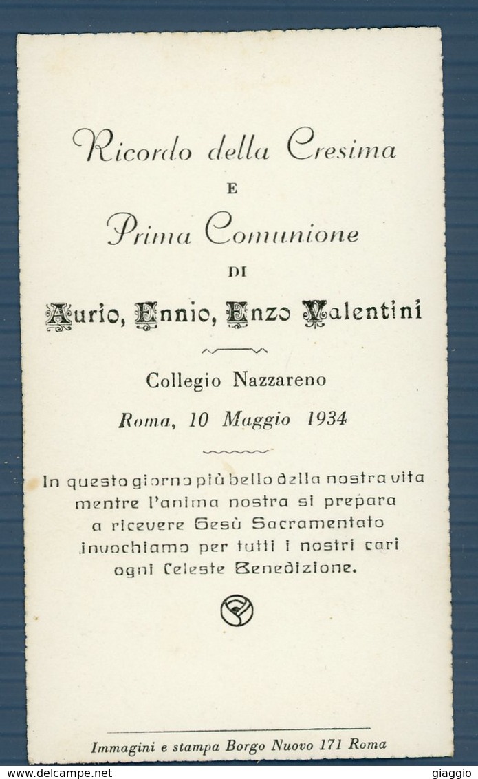 °°° Santino N. 565 - Ricordo Della Cresima E Prima Comunione Roma 10 Maggio 1934 °°° - Religione & Esoterismo