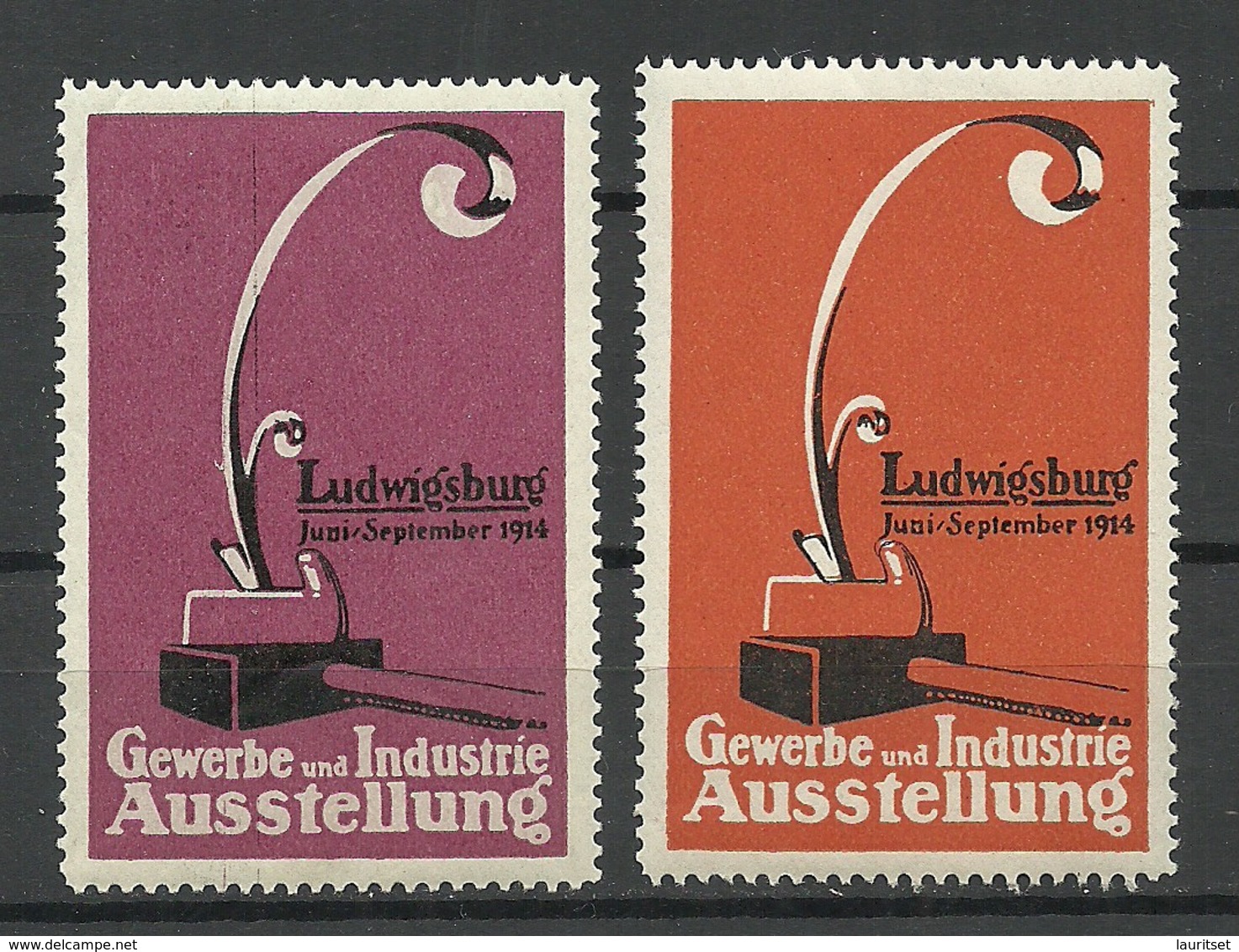 Deutschland Reklamemarke 1914 Ausstellung Gewerbe Und Industrie Ludwigsburg Farben ! MNH - Cinderellas