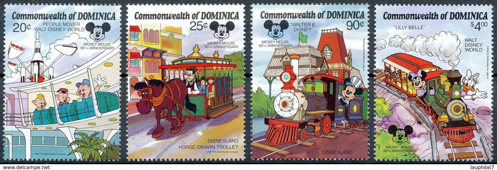 [801681]DOMINICA 1987, Walt Disney, Trains, Locomotive, Mickey, Donald, ?, SC, **/mnh - Dominique (1978-...)