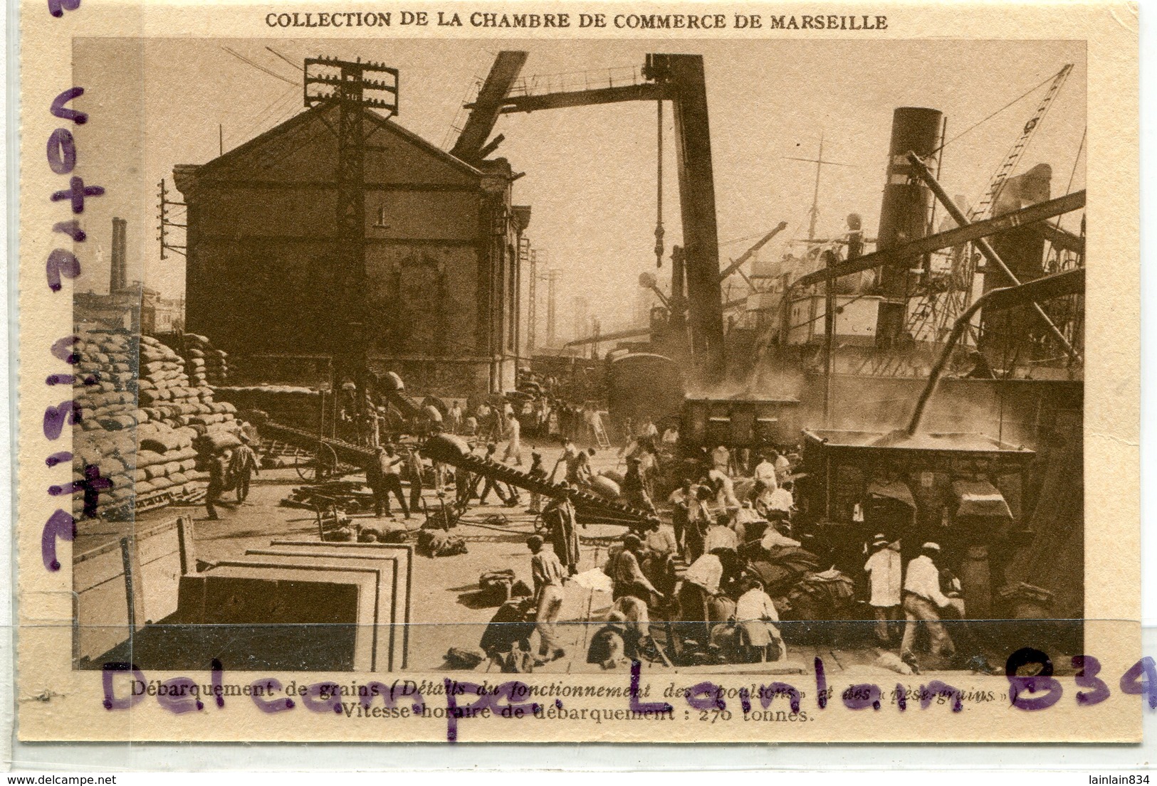 - MARSEILLE - Débarquement  De Grains, Port De La Joliette Chambre De Commerce, Rare,épaisse, Non écrite, TTBE, Scans. - Joliette, Havenzone