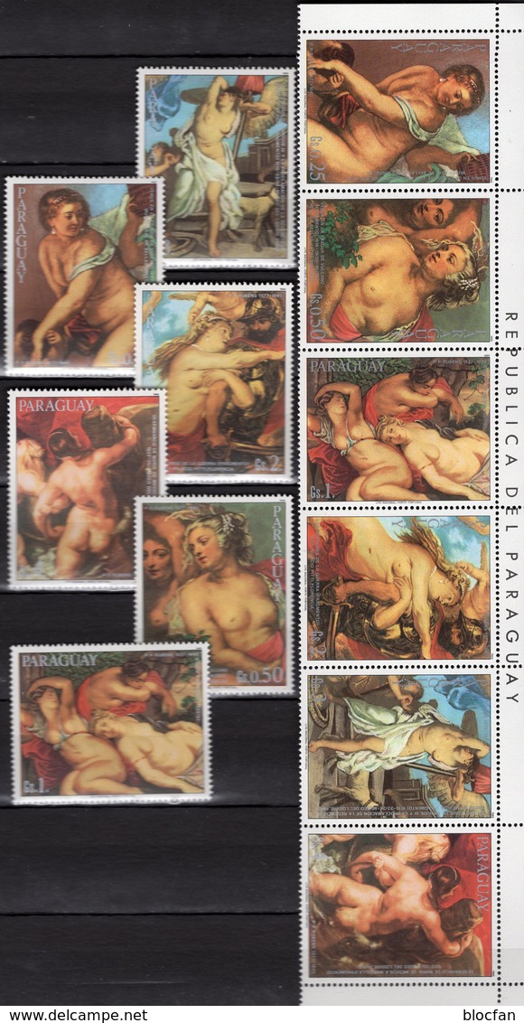 Akt-Gemälde 1985 Paraguay 3916/1+ZD ** 16€ Gemälde Maler Rubens Madonna Venus Hb S/s Paintings M/s Se-tenant Bf Art - Nudi