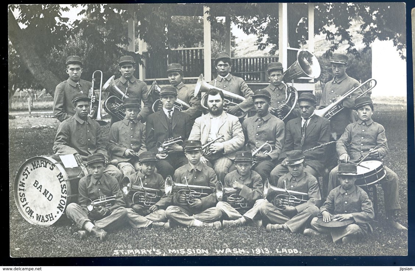 Cpa Carte Photo Etats Unis Washington St Mary's Mission 1913 Fanfare Band Jazz   YN55 - Autres & Non Classés