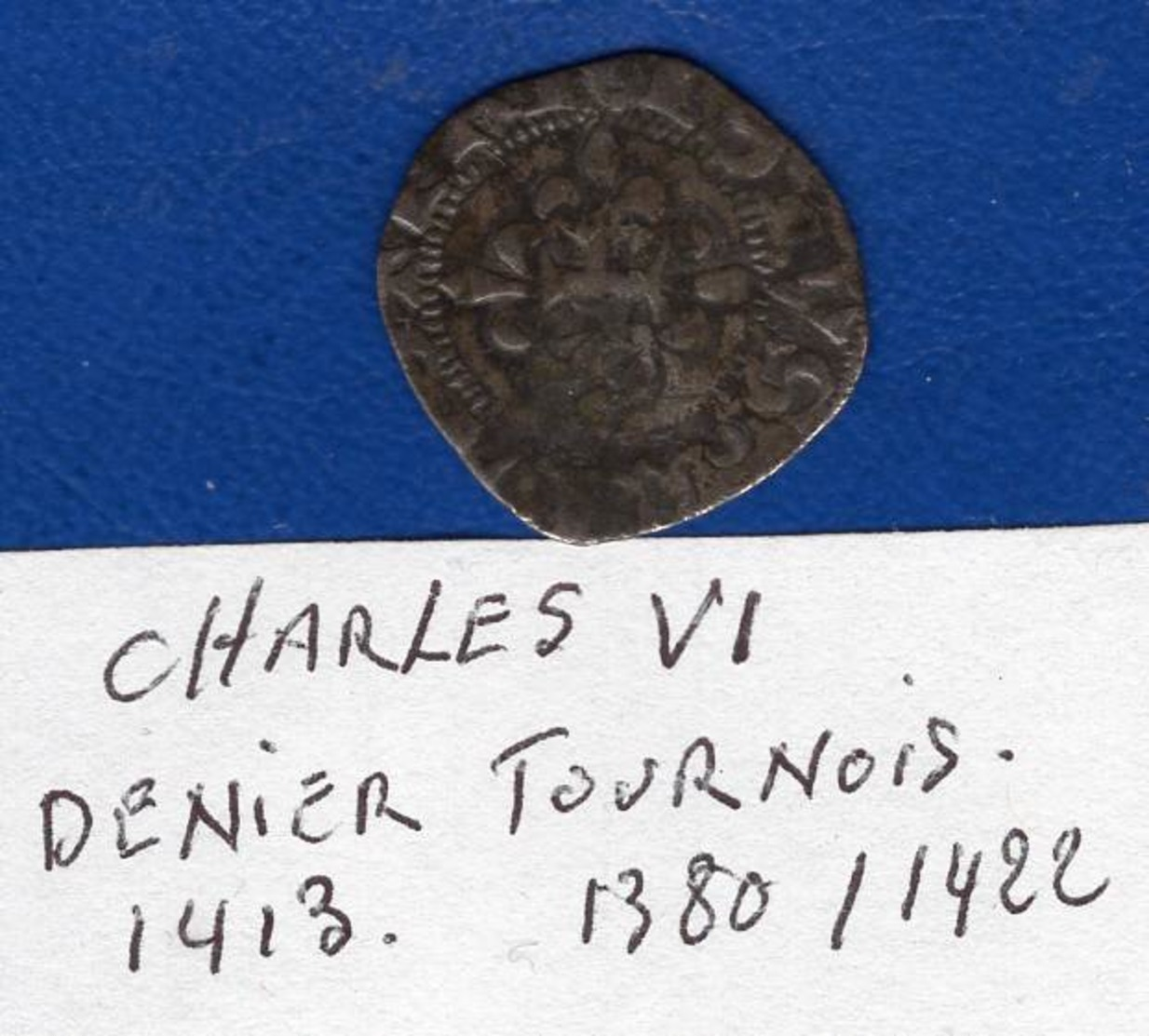 Charles Vi  Denier  Tournois 1413 - 1380-1422 Charles VI Le Fol