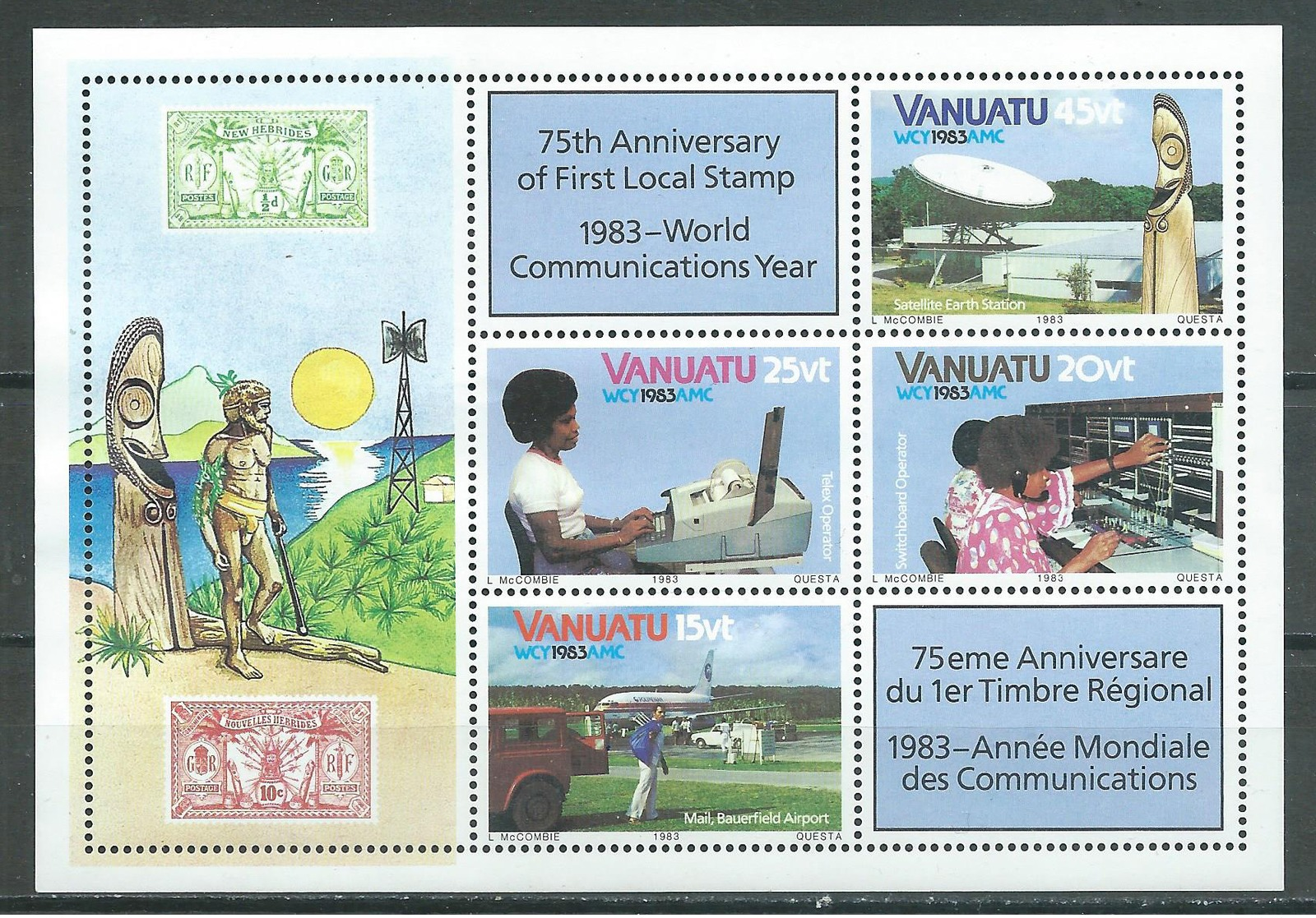 Vanuatu Bloc-feuillet YT N°5 Année Mondiale Des Communications Neuf/charnière * - Vanuatu (1980-...)