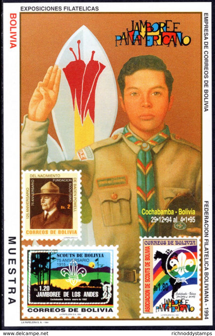 Bolivia 1994 Scouts MUESTRA Souvenir Sheet Unmounted Mint. - Bolivia