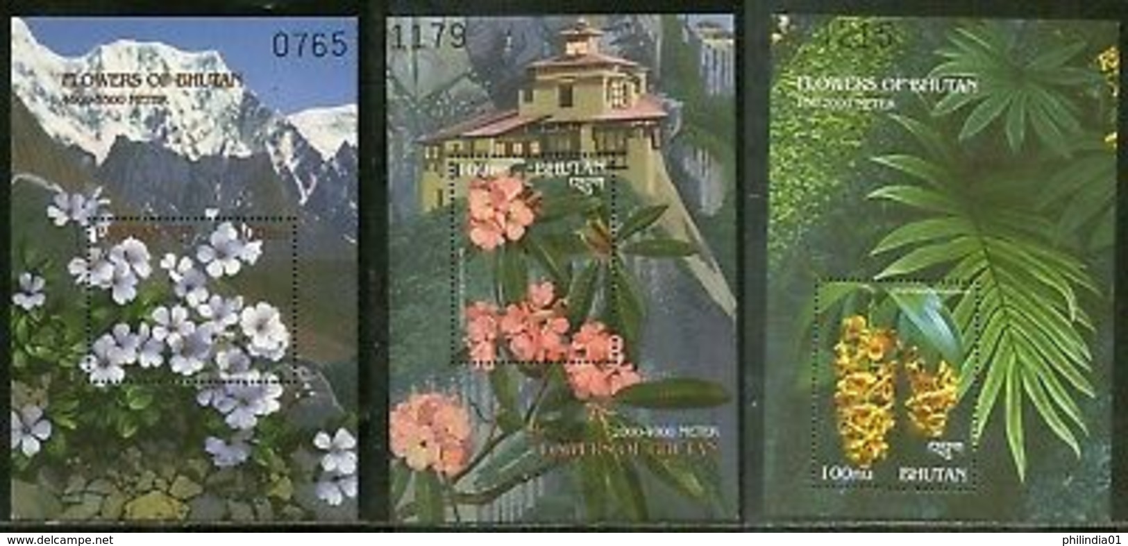 Bhutan 2000 Flowers Mountain Tree Plant  M/s Sc 1315-17 MNH # 5222 - Bhutan