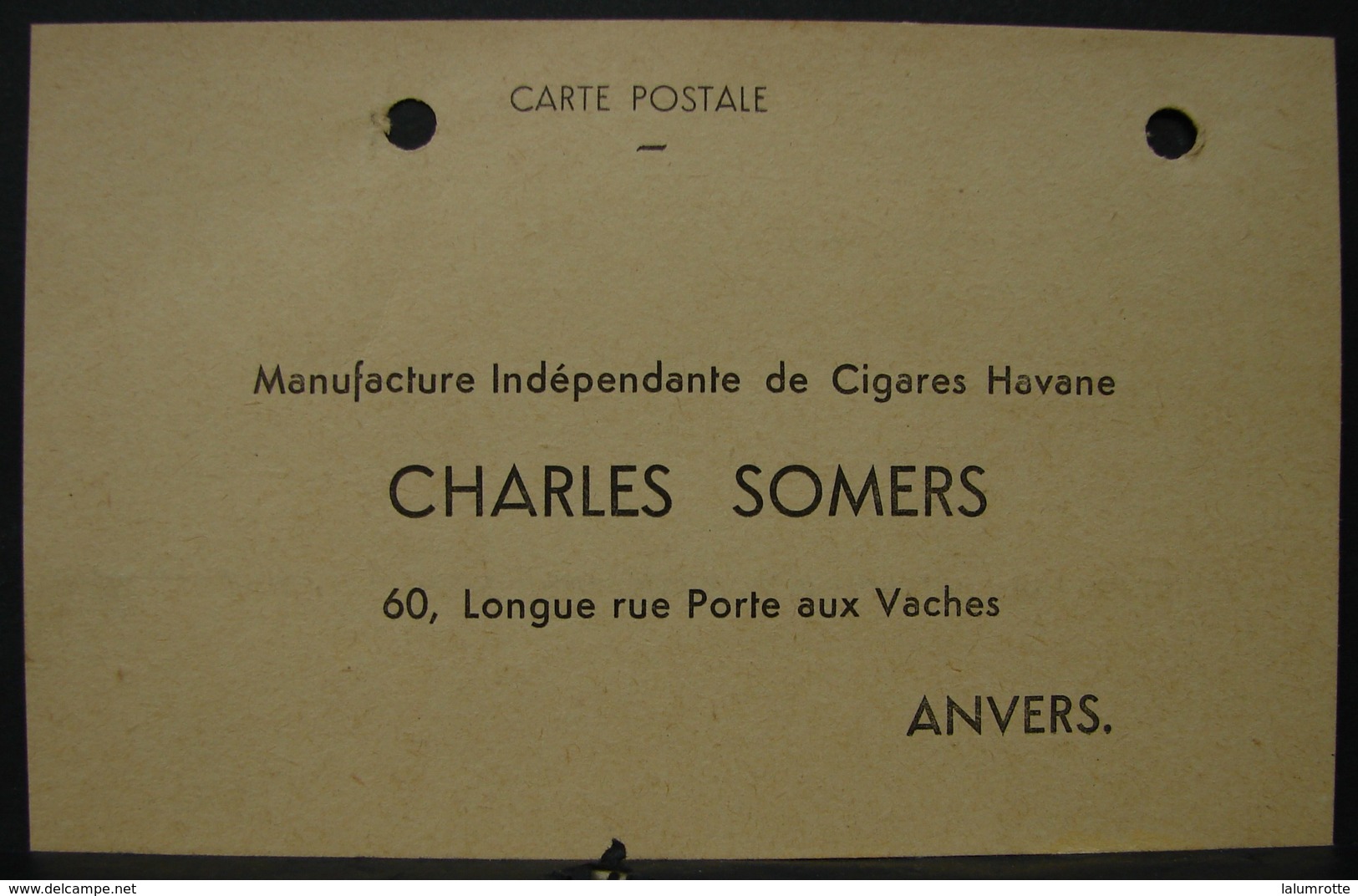 T.Doc. 1. Carte Postale De Commande De Cigares Chez Charles Somers à Anvers. - Documenti