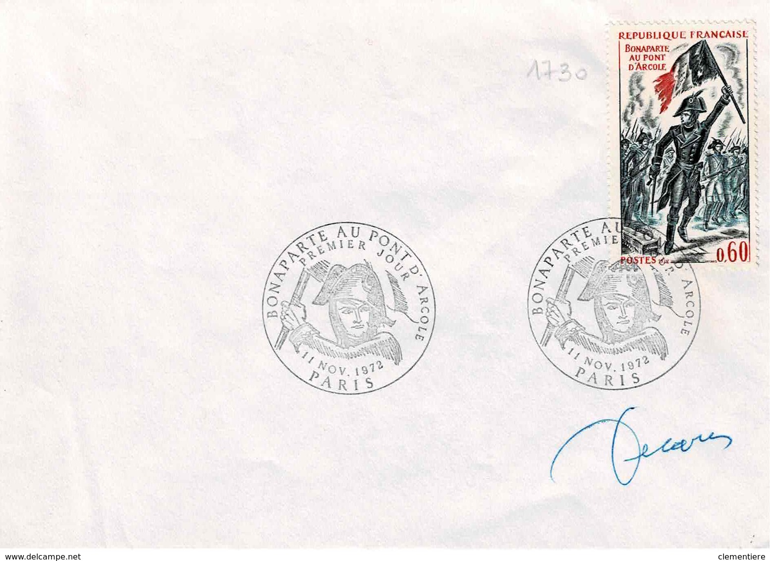 TP N° 1730 Seul Sur Enveloppe Non Circulée Avec Cachet 1er Jour De Et Signature De Décaris - 1961-....