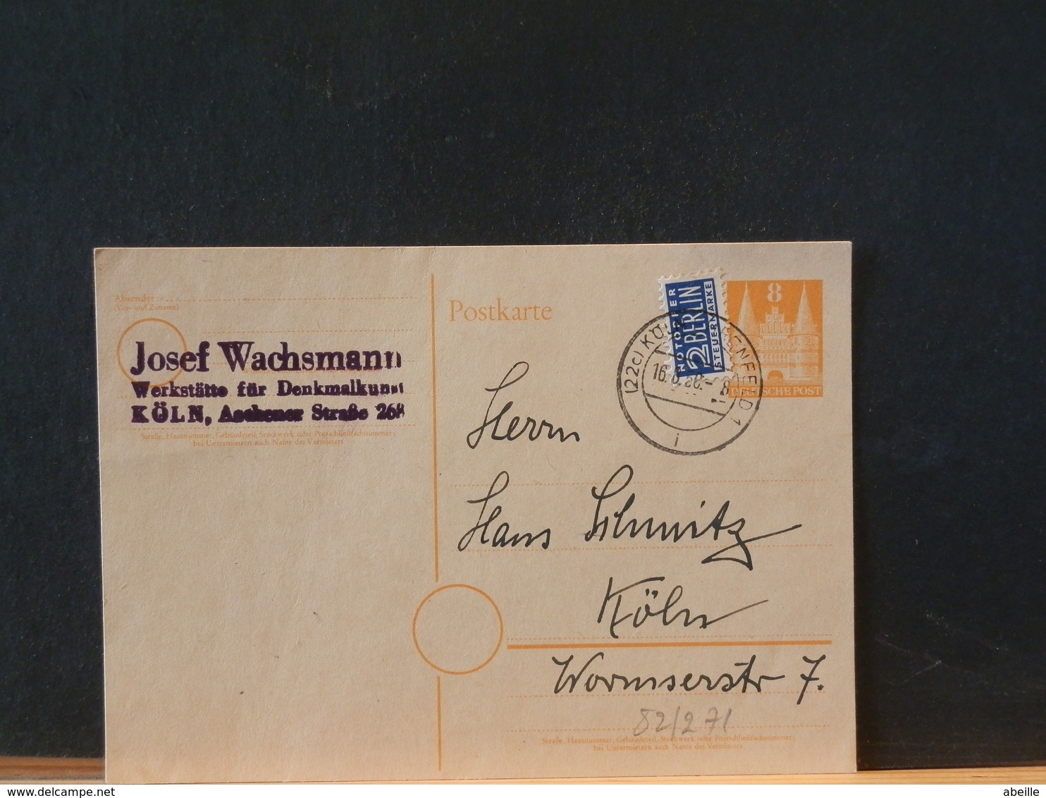 82/271  CP  ALLEMAGNE   1950 - Lettres & Documents