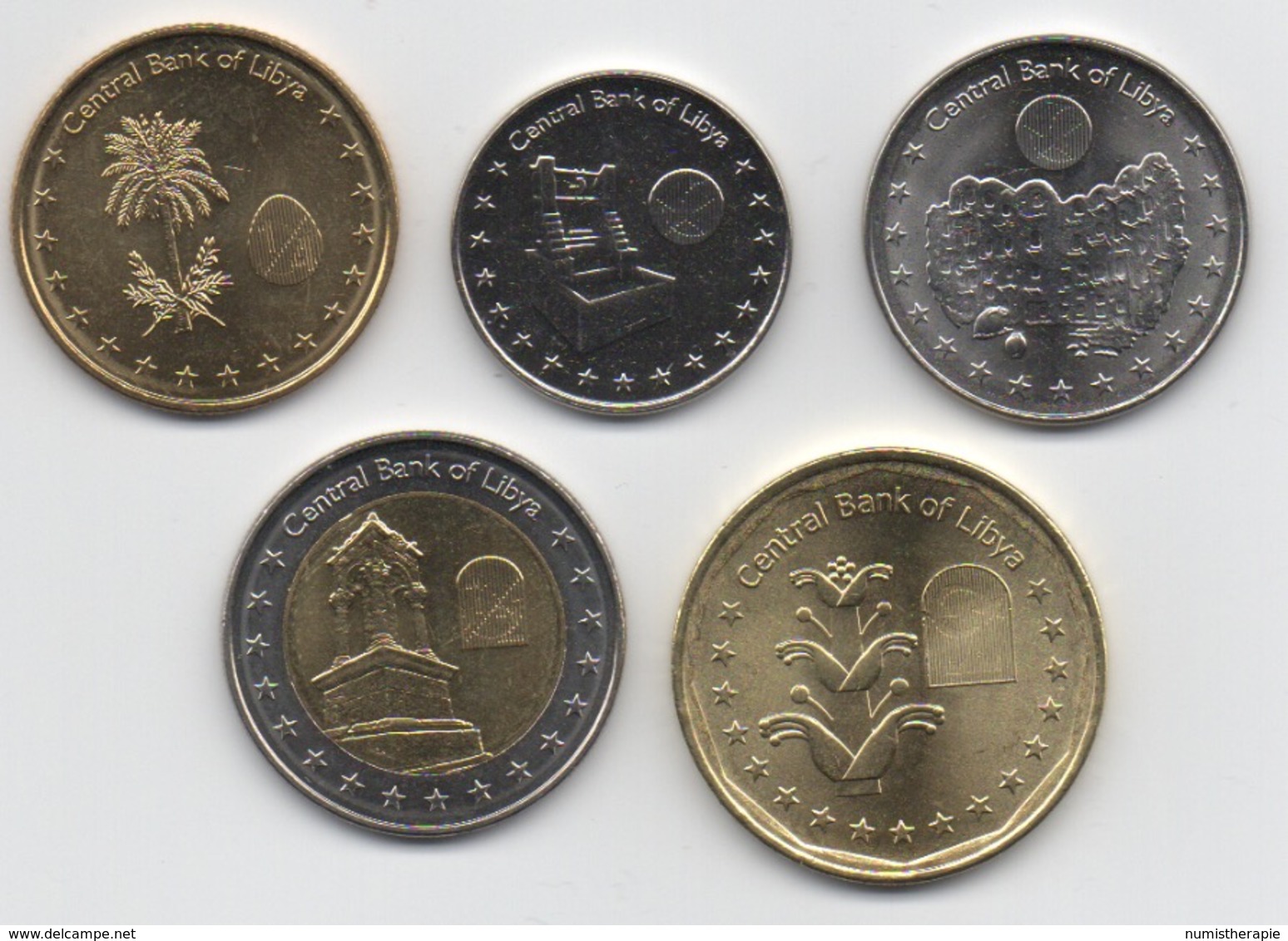 Libye : Série De 5 Pièces UNC (50  100 Dirhams, 1/4  1/2  1 Dinar) - Libye