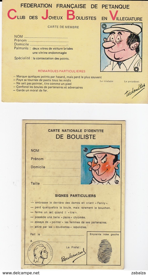 Fédération Française De Pétanque Carte Nationale D'identité De Bouliste Voir Scans - Pétanque