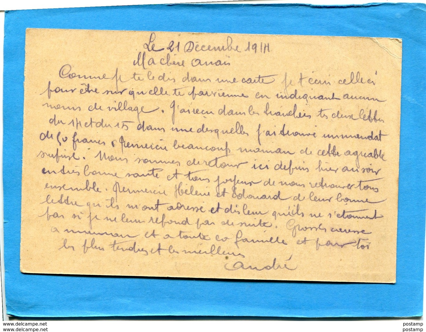GUERRE 14-18- Marcophilie-soldat-carte F M - Illustrée 3 Drapeaux Imp Weich-datée Du 21 Dec 1914- La Pagaille Postale!! - WW I