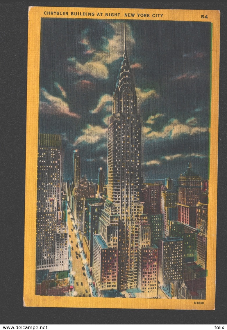 New York City - Chrysler Building At Night - 1949 - Linen - Chrysler Building