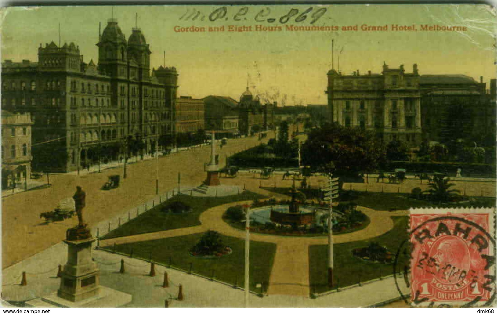 AUSTRALIA GORDON & EIGHT HOURS MONUMENTS & GRAND HOTEL MELBOURNE 1918 (BG2118) - Melbourne