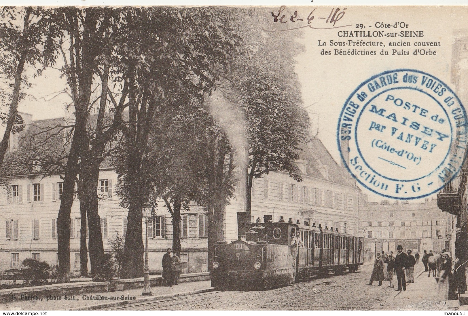 CHATILLON Sur SEINE  La Sous Préfecture - Train - Cachet Ferroviaire - Chatillon Sur Seine