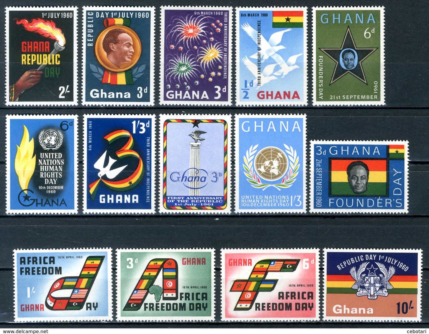 GHANA 1960** - Lotto Di 14 Val. MNH Come Da Scansione - Ghana (1957-...)