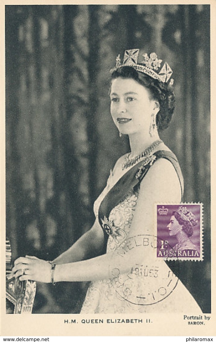 D35810 CARTE MAXIMUM CARD 1953 AUSTRALIA - QUEEN ELIZABETH CP ORIGINAL - Familles Royales
