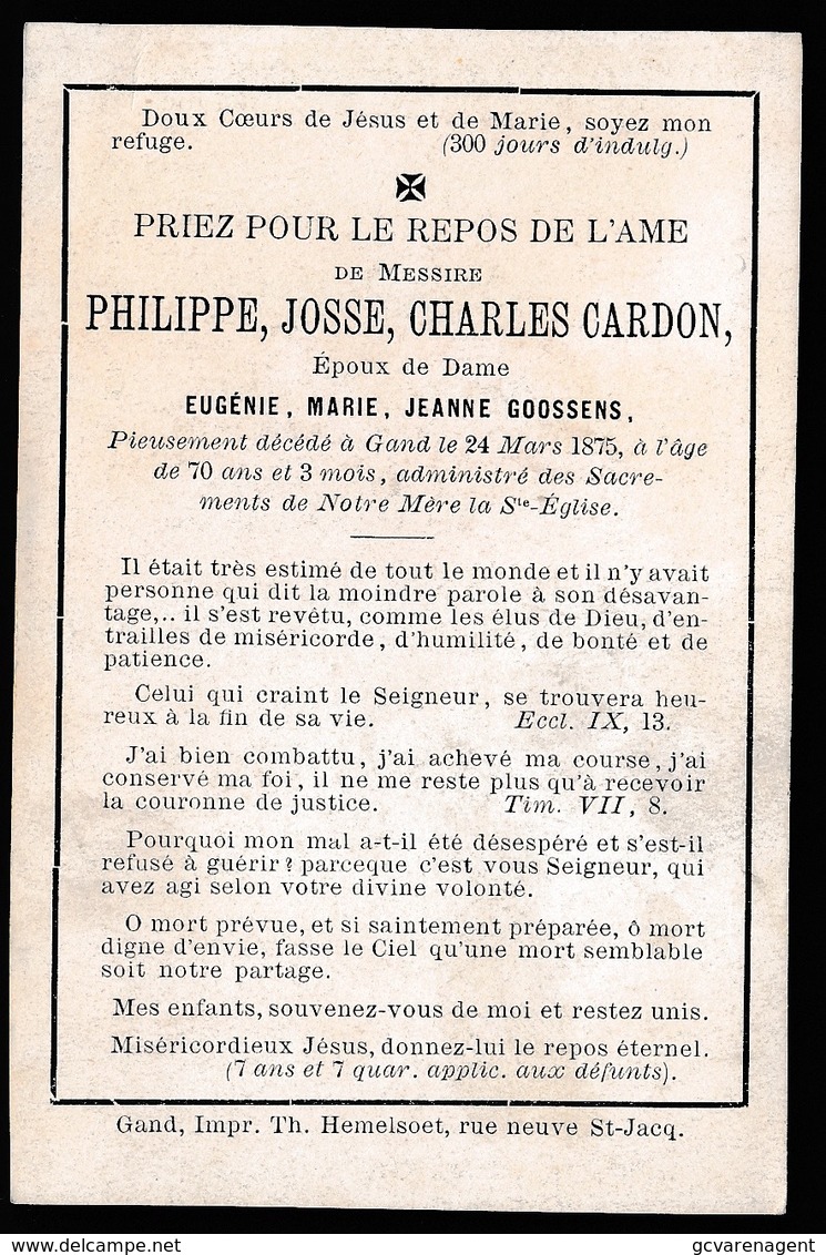 ADEL NOBLESSE -  PHILIPPE CARDON  GENT 1875   70 JAAR OUD - Avvisi Di Necrologio